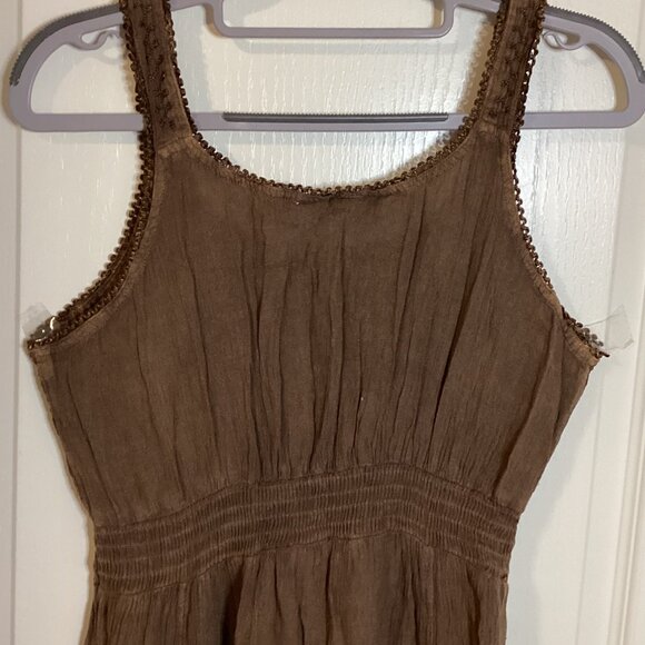 Rainforest Cafe Women's Mini Dress Size S Chocolate Brown Boho Bohemian Hippie - Picture 6 of 9
